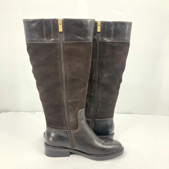 Vince Camuto Womens Andalian Riding Boots 7.5 Brown Leather Suede WIDE CALF NIB - Picture 3 of 9